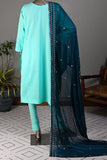 Lightout (SC-177A-LightBlue) 3Pc Embroidered & Printed Un-Stitched Cotton Dress With Embroidered Chiffon Dupatta