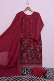 SC-24G-Maroon - Arri Jaal | 3Pc Cotton Embroidered & Printed Dress