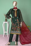 SC-299A-Green - Dilna | 3Pc Cotton Embroidered & Printed Dress