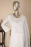 SC-221D-White - Treasure Gold | 3Pc Cotton Embroidered & Printed Dress