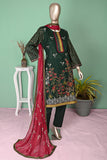 SC-299A-Green - Dilna | 3Pc Cotton Embroidered & Printed Dress