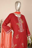 SC-284A-Red - Florent | 3Pc Cotton Embroidered & Printed Dress