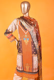 Abstractionist (MDL-001) - 3 Pc Unstitched Lawn Digital Printed Dress With Banarsi Chiffon Digital Printed Dupatta