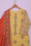 SC-195A-Yellow - Bloom Hutch | 3Pc Cotton Embroidered & Printed Dress