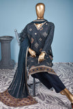 Barfi Sheesha (SC-148D-Blue) Embroidered & Printed Un-Stitched Cotton Dress With Embroidered Chiffon Dupatta