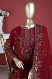 GLS-3B-Maroon - Dazzle | 3Pc Embroidered Un-stitched Chiffon Dress