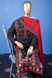 Pankhuri (SC-156B-Black) Embroidered & Printed Un-Stitched Cotton Dress With Embroidered Chiffon Dupatta