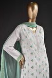 Sparkle (SC-5C-WhiteSeagreen) Embroidered & Printed Un-Stitched Cambric Dress With Printed Chiffon Banarsi Dupatta