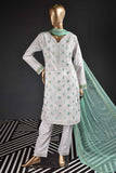 Sparkle (SC-5C-WhiteSeagreen) Embroidered & Printed Un-Stitched Cambric Dress With Printed Chiffon Banarsi Dupatta