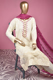 Willow (ZIN-3B) 3 Pc Semi Stitched Chikankari Embroidered Stone Work Lawn Dress with Chiffon Chikankari Dupatta